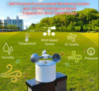 A High-Performance Rotational Energy Harvester Integrated with Artificial Intelligence-Powered Triboelectric Sensors for Wireless Environmental Monitoring System